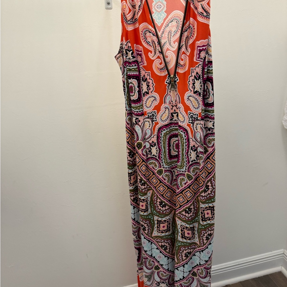 MSK Orange Black Neck Sundress